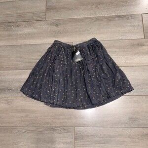 ⭐️NWT Velveteen Grey Skirt With Gold Polka Dots